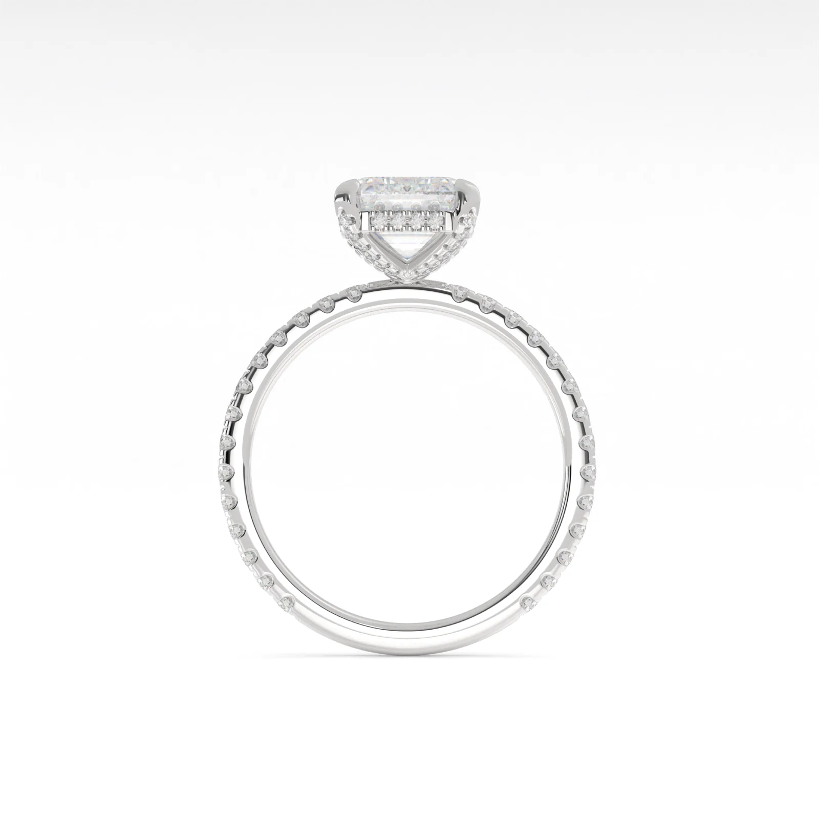 4.51 Cts 14k White Gold Emerald Shape Hidden Halo Ring - Image 2