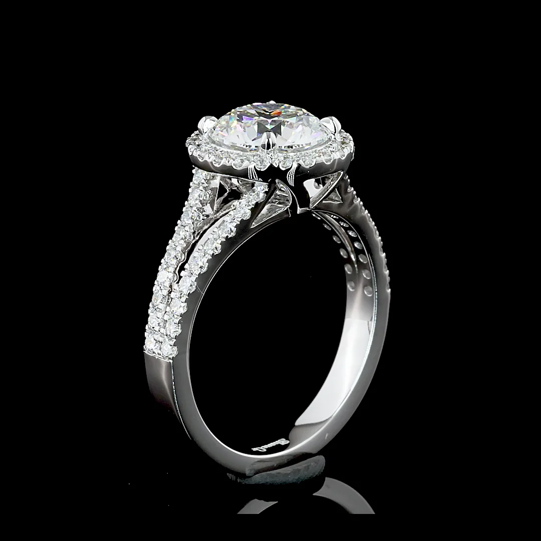 9.17 Cts 14k White Gold Round Shape Split Shank Ring - Image 4