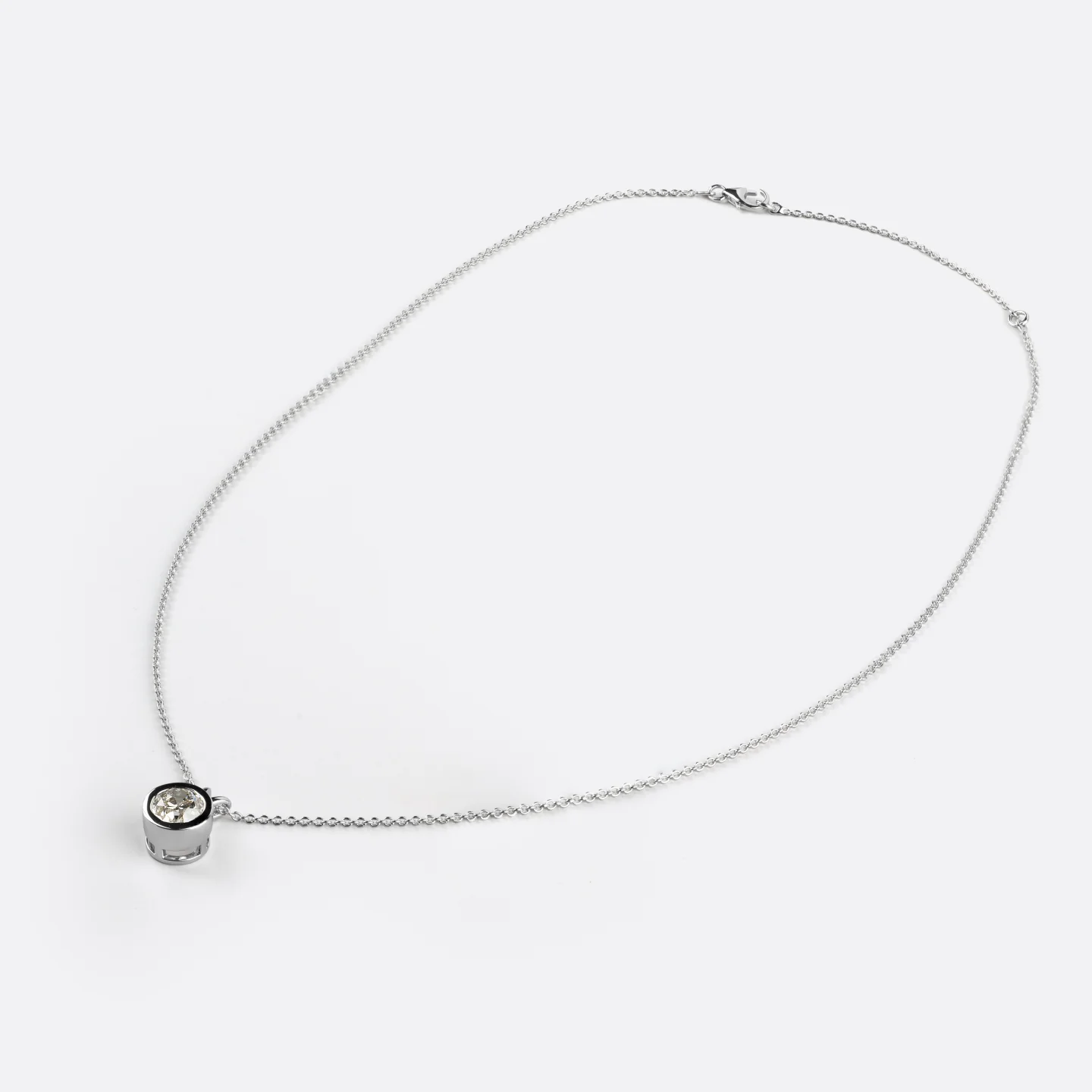 1.05 Cts 14k White Gold Old European Brilliant Shape Solitaire Pendant - Image 2