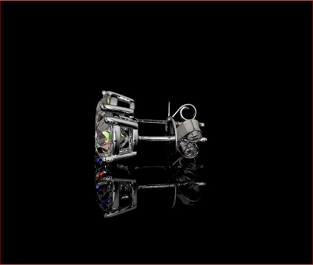 4.12 Cts 14k White Gold Old European Brilliant Shape Studs Earring - Image 2