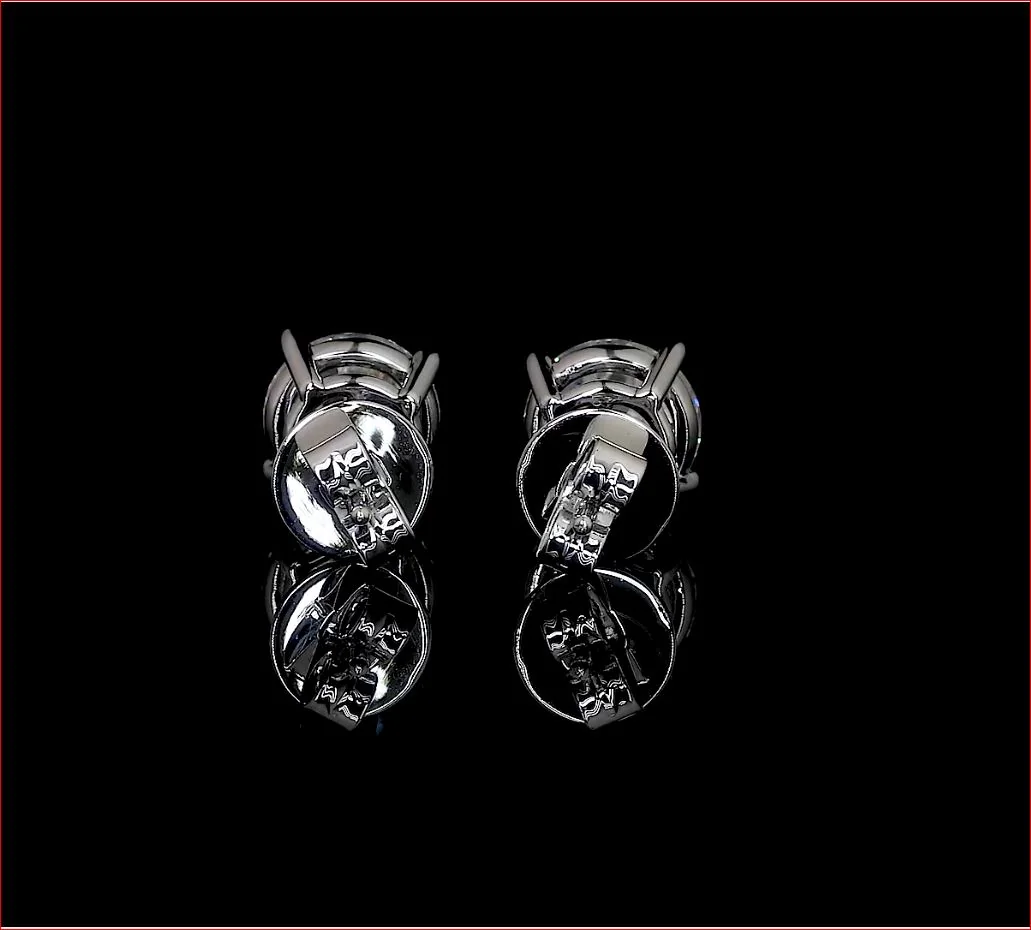 4.12 Cts 14k White Gold Old European Brilliant Shape Studs Earring - Image 3