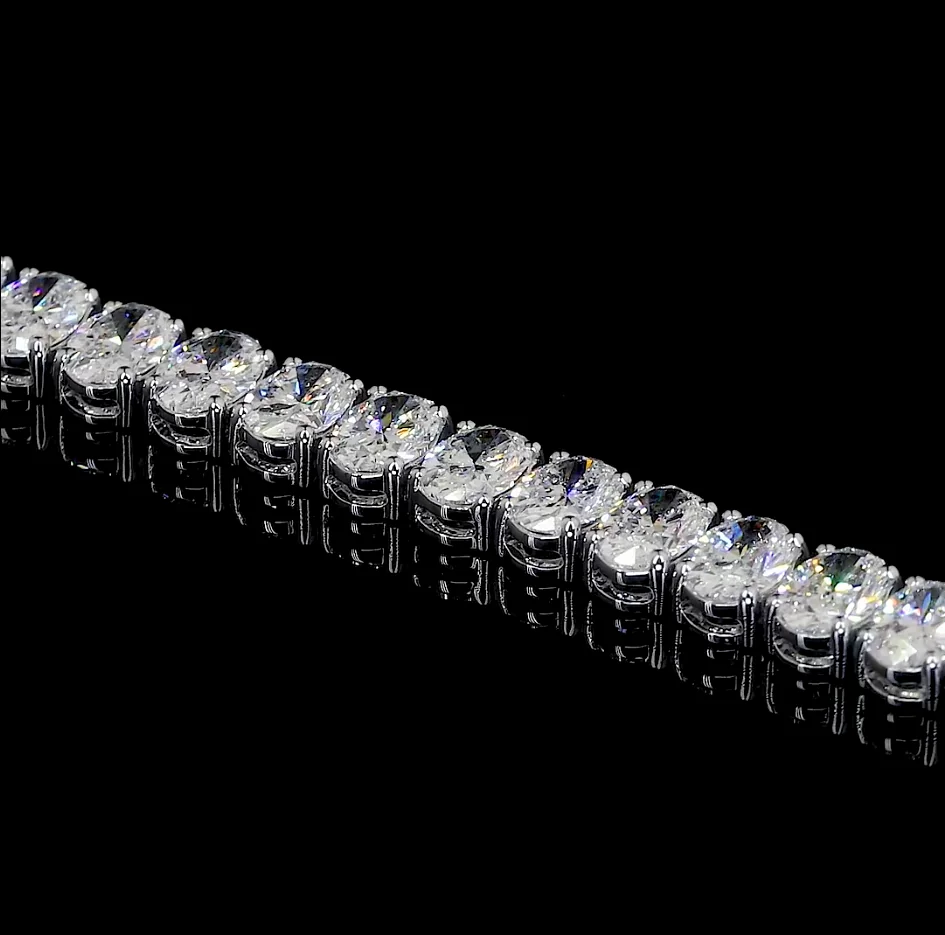 6.45 Cts 14k White Gold Oval Shape Tennis Bracelet - Image 4