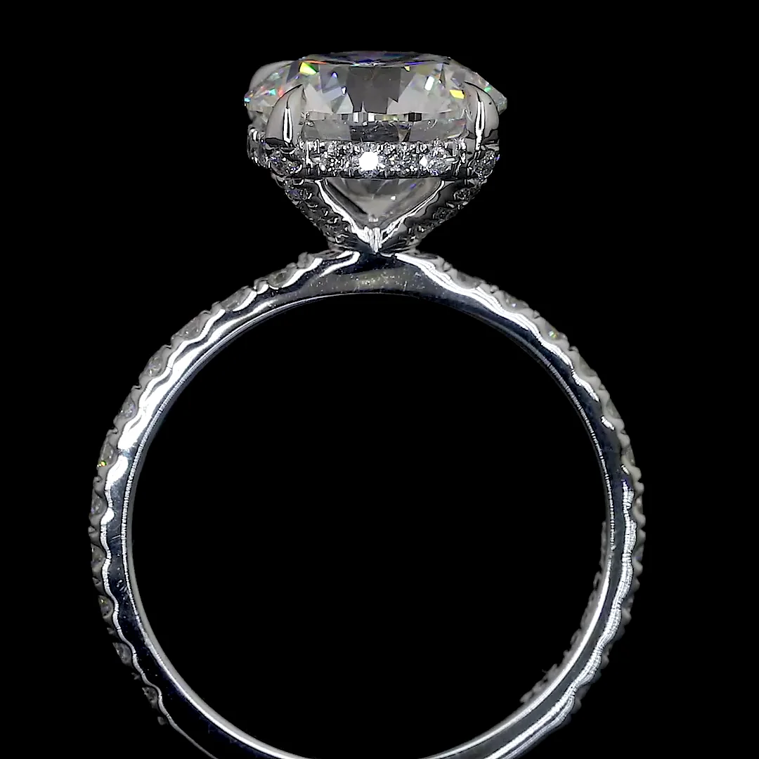 8.17 Cts 14k White Gold Round Shape Hidden Halo Ring - Image 4