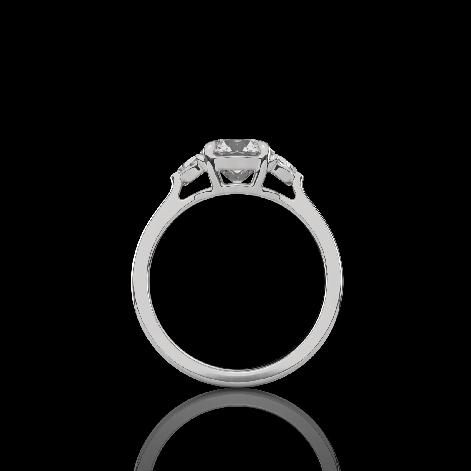 1.39 Cts Platinum Round Shape 3 Stones Ring - Image 4