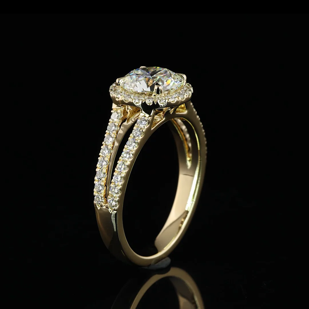 1.39 Cts 14k Yellow Gold Round Shape Split Shank Ring - Image 4