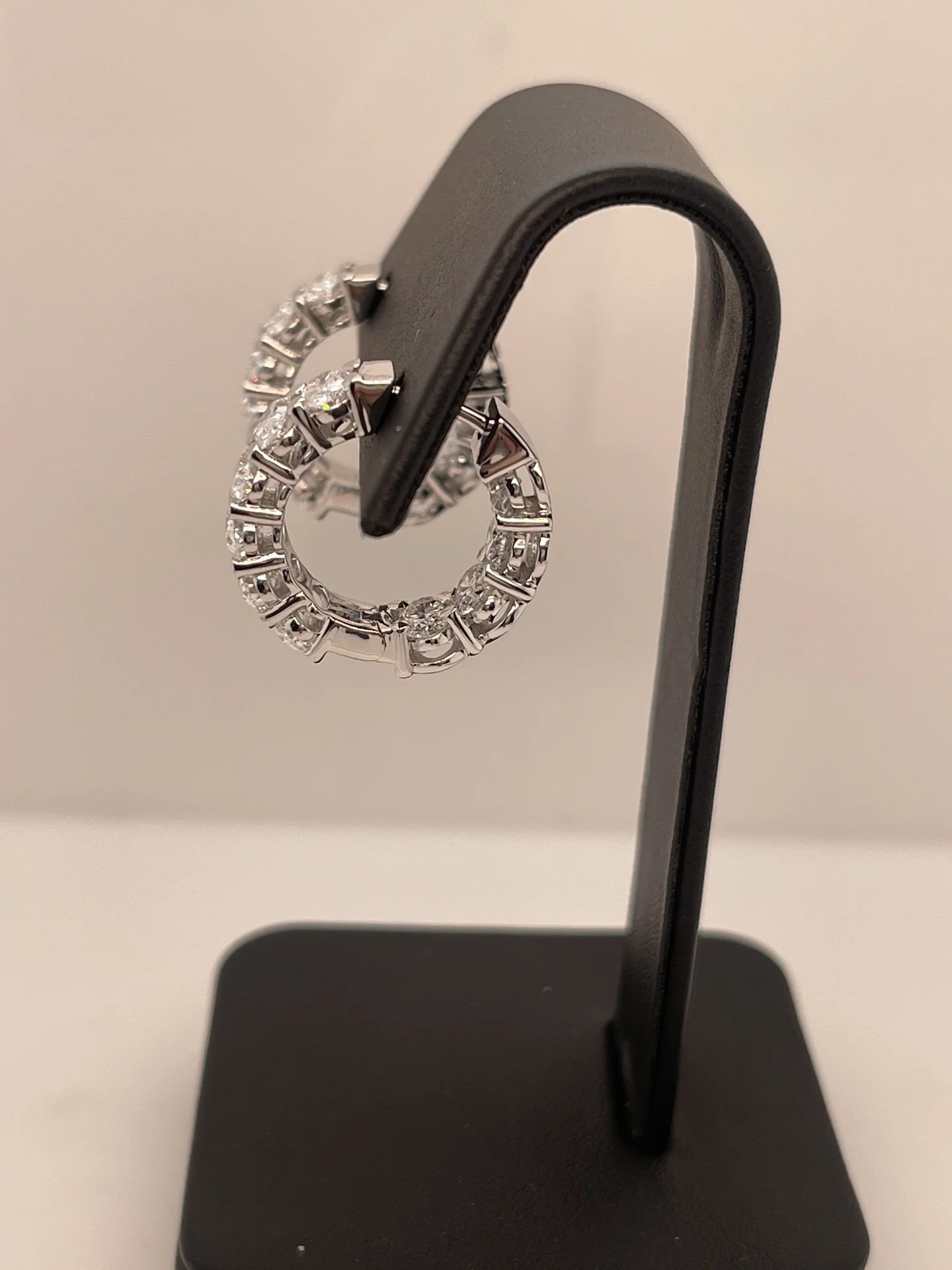 2.25 Cts 14k White Gold Oval Shape Huggies Earring - Image 3