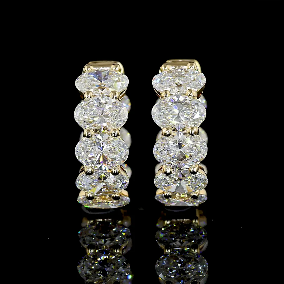 4.33 Cts 14k Yellow Gold Oval Shape Huggies Earring - Image 2