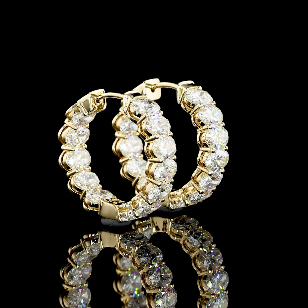 6.61 Cts 14k Yellow Gold Oval Shape Huggies Earring - Video