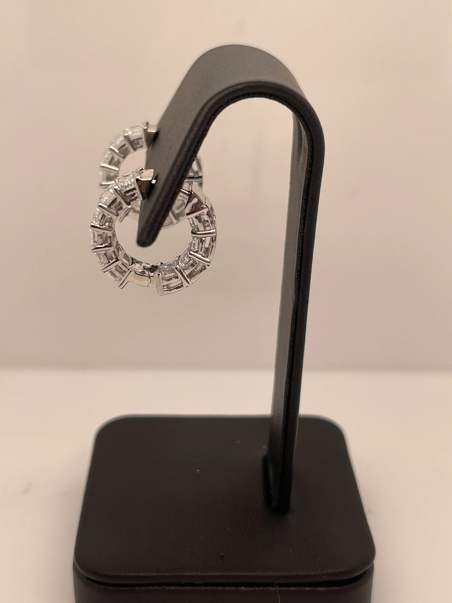 2.08 Cts 14k White Gold Emerald Shape Huggies Earring - Image 2