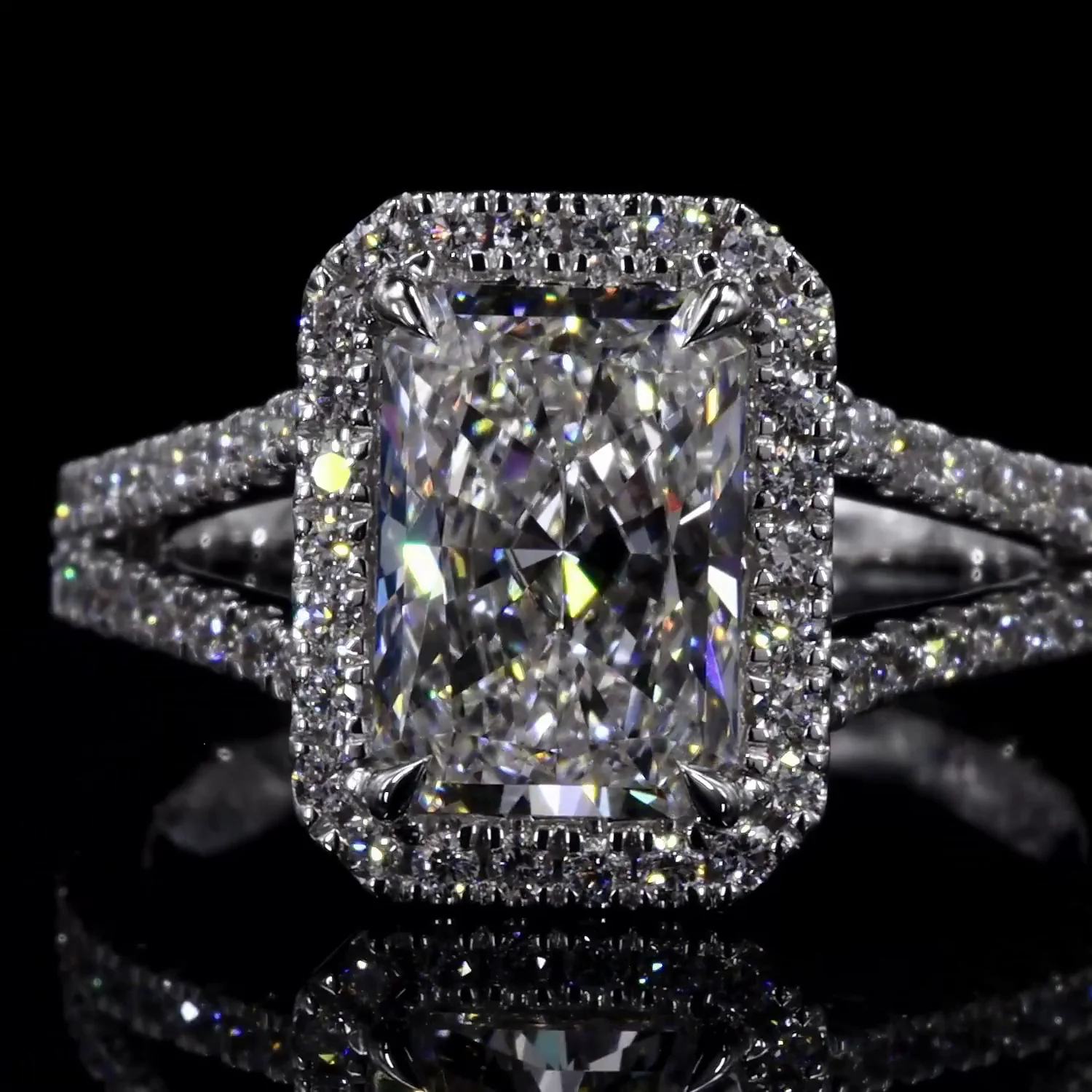 6.04 Cts 14k White Gold Radiant Shape Split Shank Ring - Image 2