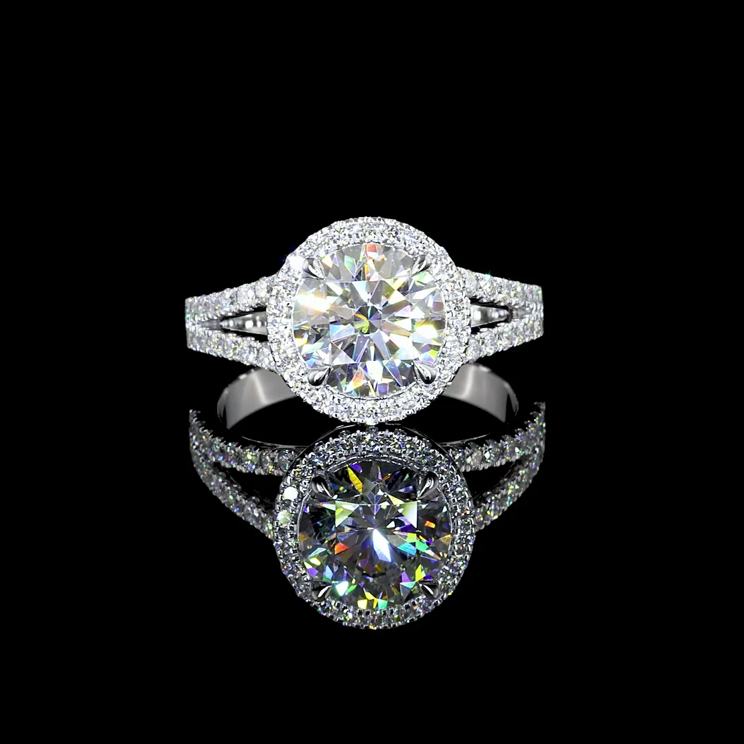 3.68 Cts 14k White Gold Round Shape Split Shank Ring - Video