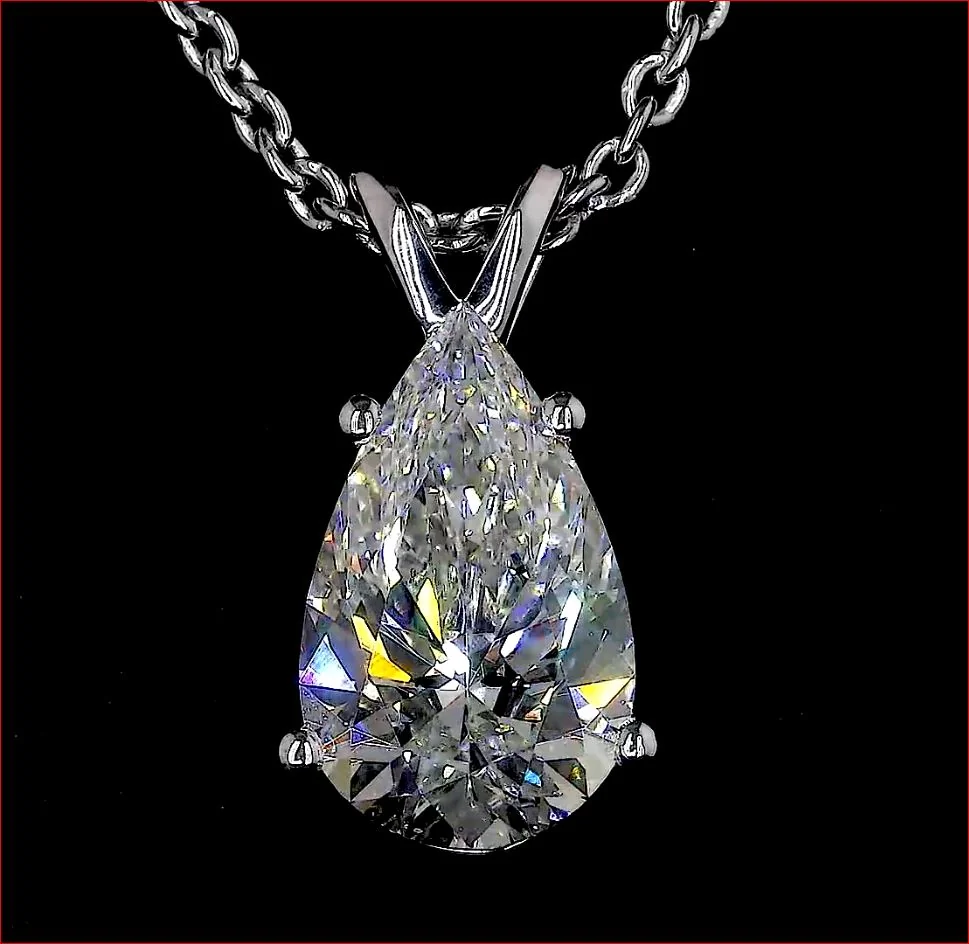 2.35 Cts 14k White Gold Pear Shape Pendant Pendant - Image 3