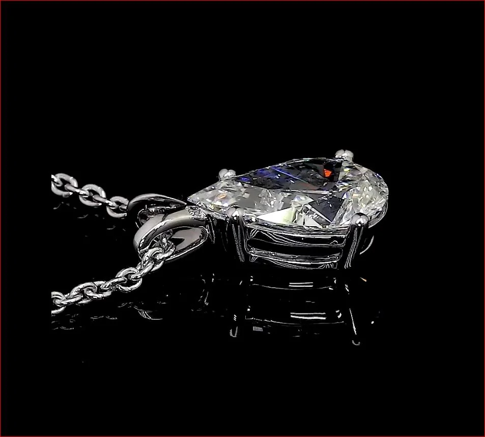 4.08 Cts 14k White Gold Pear Shape Pendant Pendant - Image 2