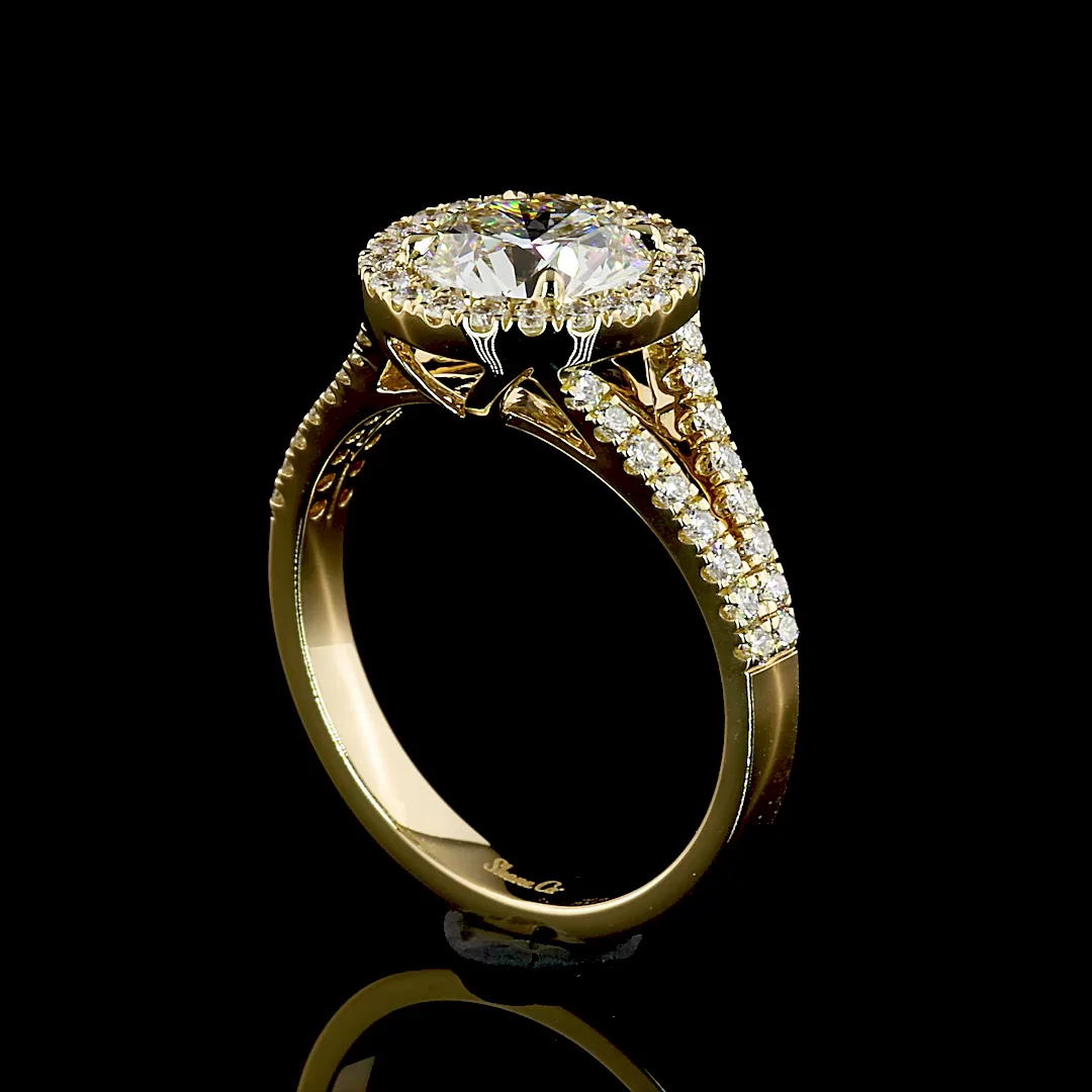 4.96 Cts 14k Yellow Gold Round Shape Split Shank Ring - Image 2