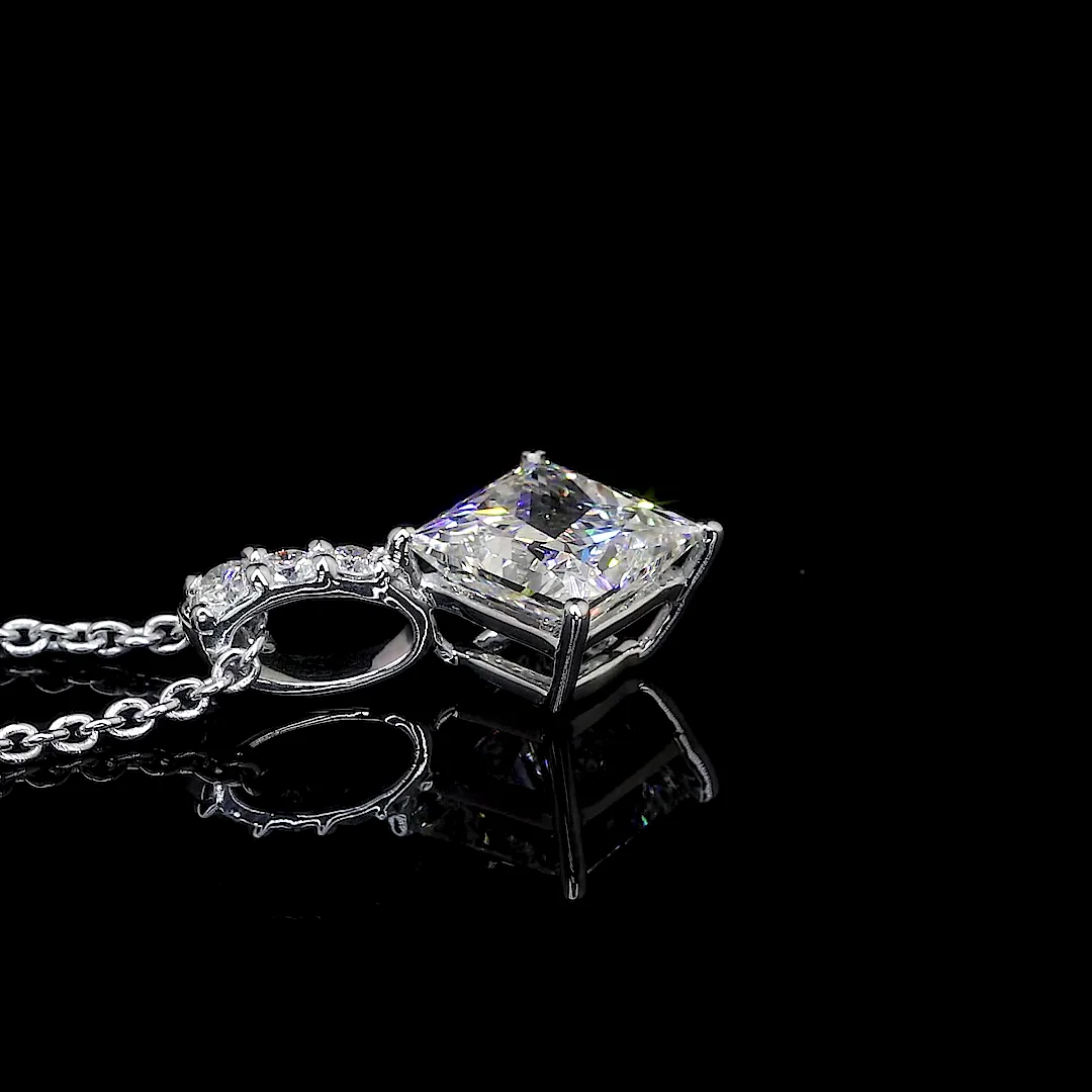 1.38 Cts 14k White Gold Princess Shape Pendant Pendant - Image 3