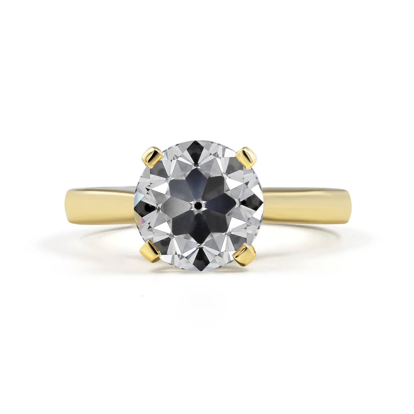 2.51 Cts 14k Yellow Gold Old European Brilliant Shape Solitaire Ring - Video