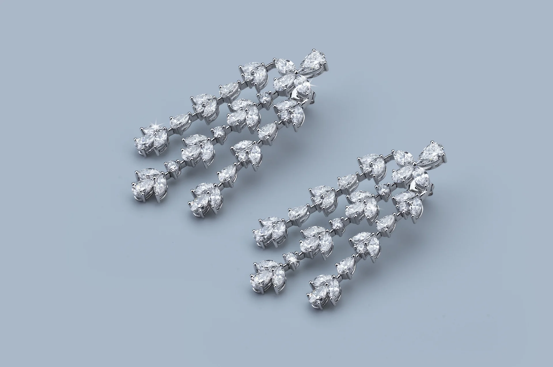 15.3 Cts 14k White Gold Mix Shape Special Earring - Image 4
