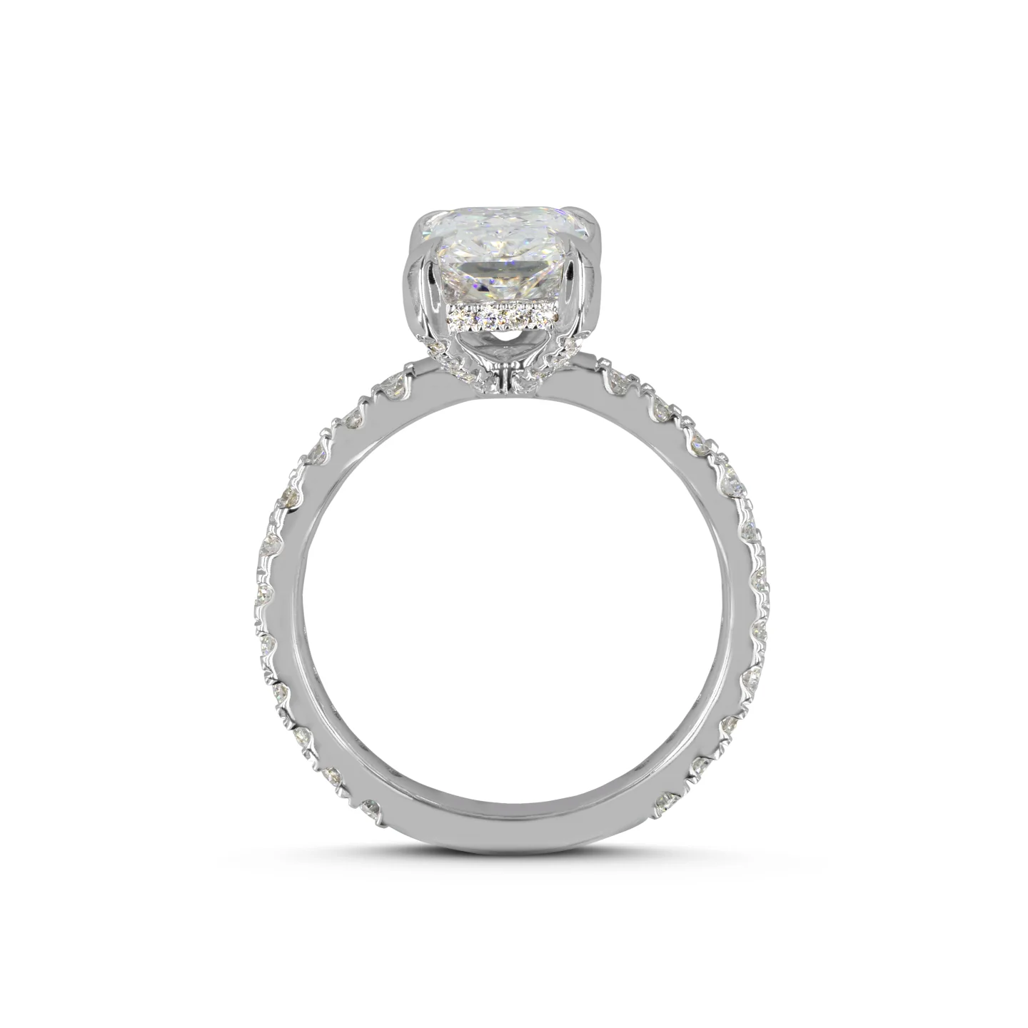 2.6 Cts 14k White Gold Radiant Shape Hidden Halo Ring - Image 4