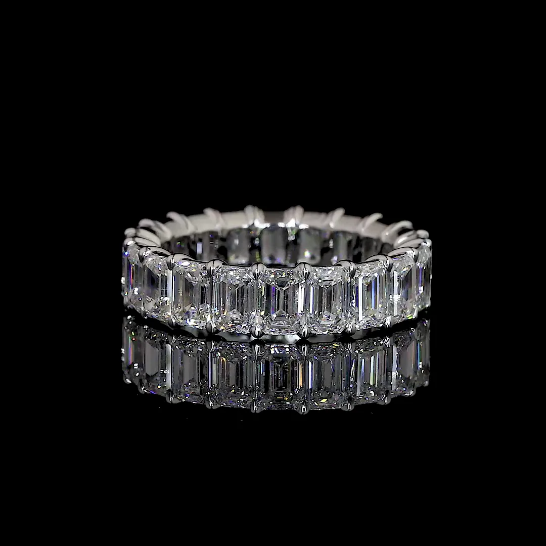 9.44 Cts 14k White Gold Emerald Shape Eternity Band Eternity Band - Video