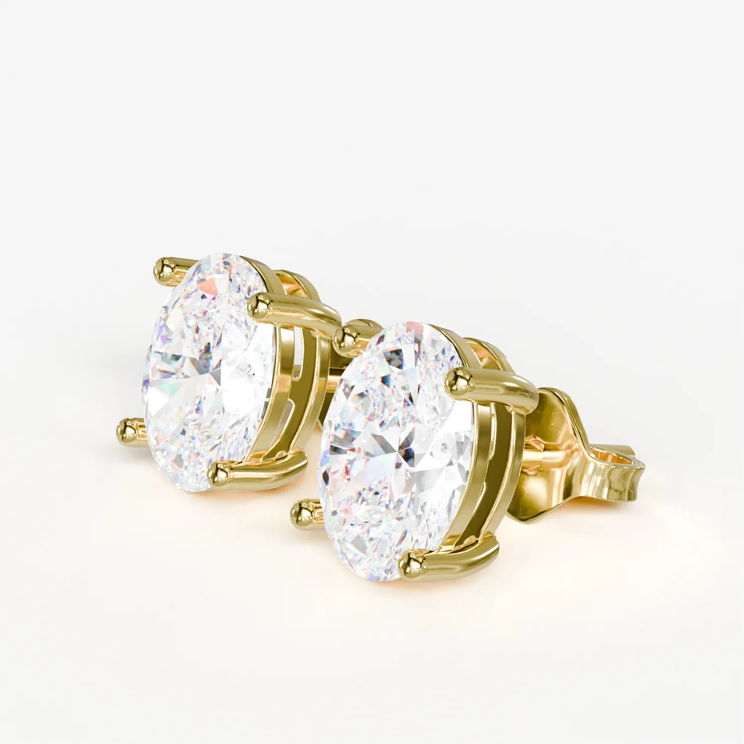 1.01 Cts 18k Yellow Gold Oval Shape Studs Earring - Image 3