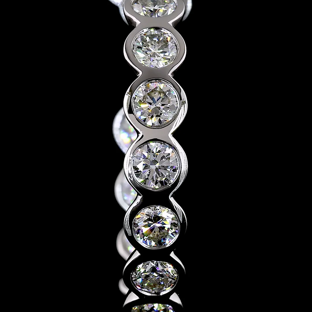 4.36 Cts 14k White Gold Round Shape C Hoops Earring - Image 3