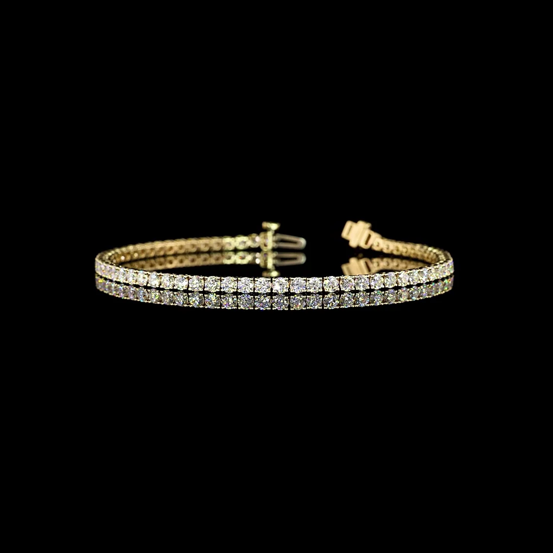 3.98 Cts 14k Yellow Gold Round Shape Tennis Bracelet - Video
