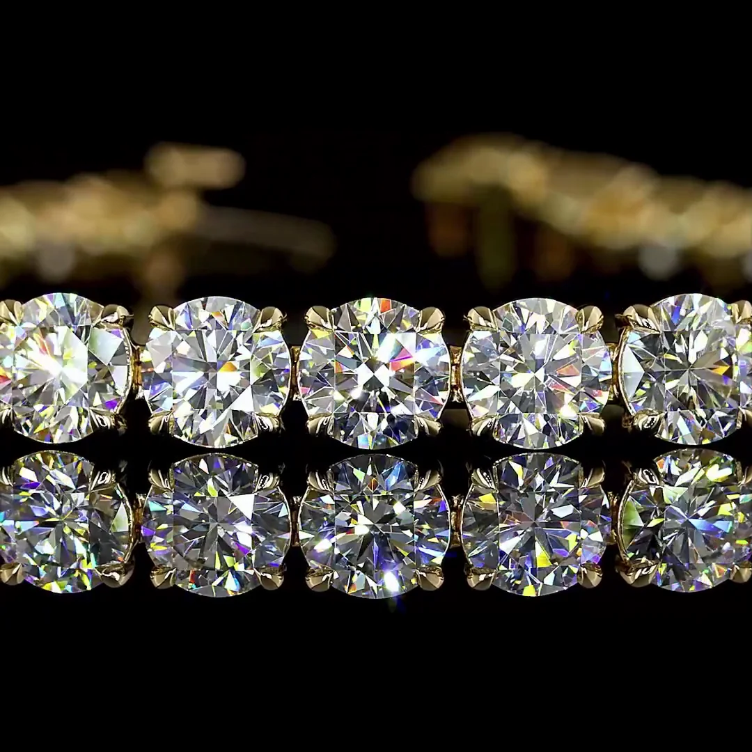 12.35 Cts 14k Yellow Gold Round Shape Tennis Bracelet - Image 2