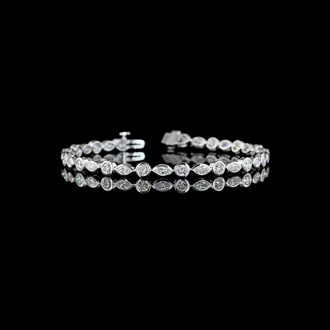 4.13 Cts 14k White Gold Mix Shape Tennis Bracelet - Video
