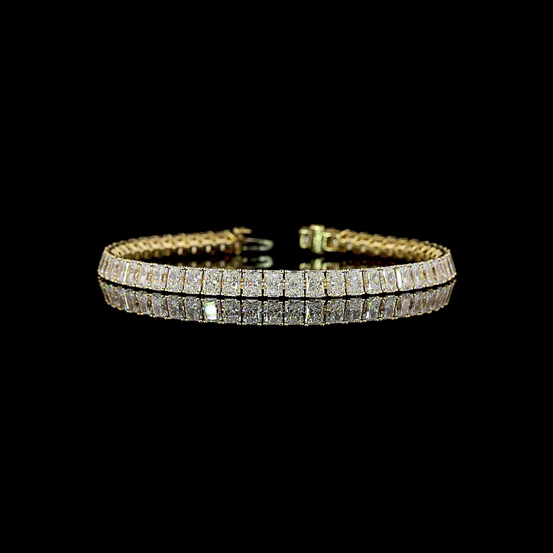 12.14 Cts 14k Yellow Gold Radiant Shape Tennis Bracelet - Video