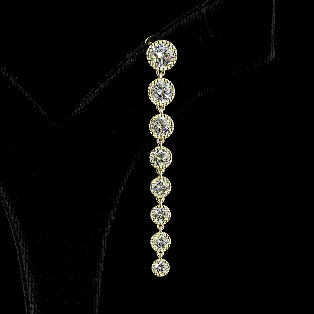 3.55 Cts 14k White Gold Round Shape Hanging Earring - Image 3