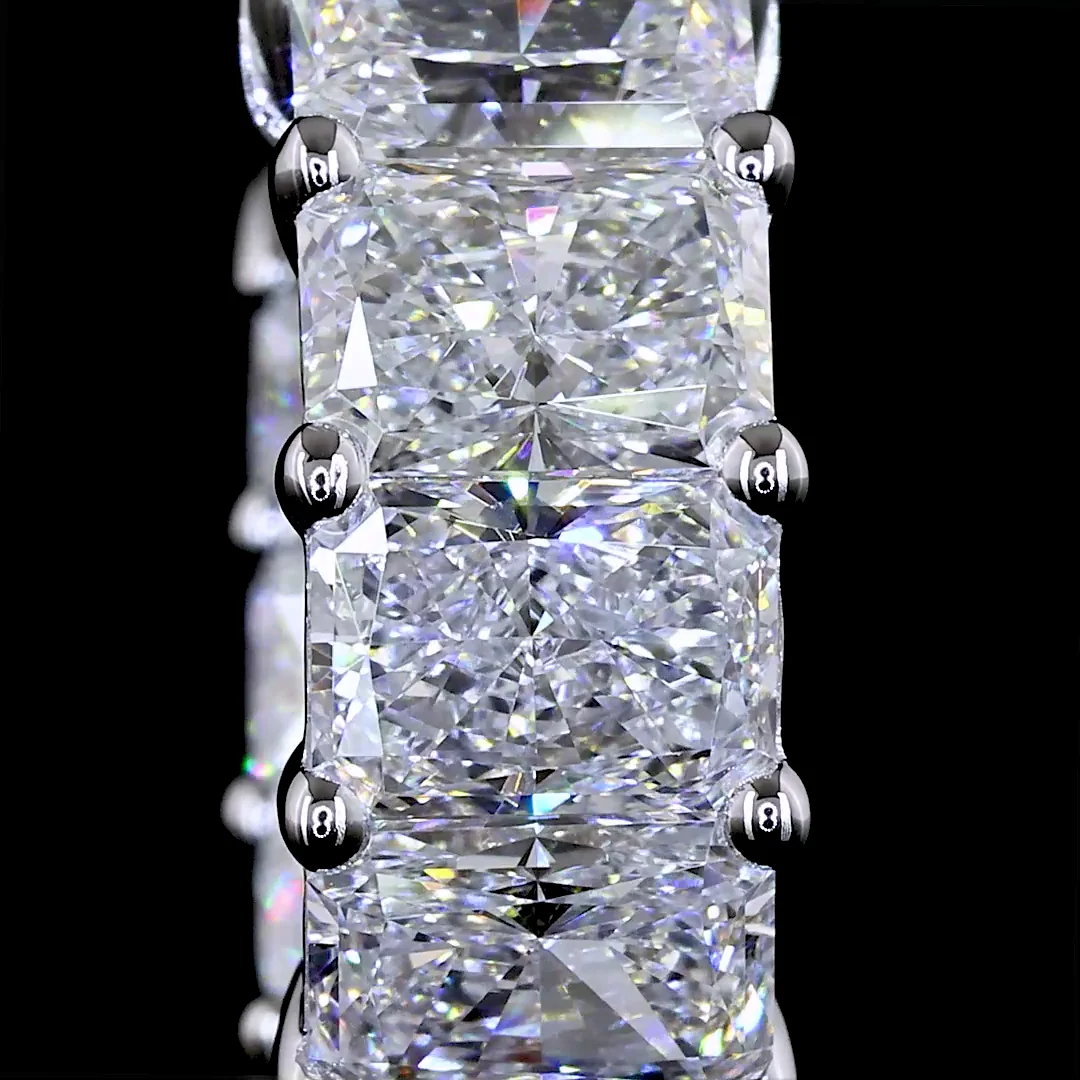 4.88 Cts 14k White Gold Radiant Shape Huggies Earring - Image 3