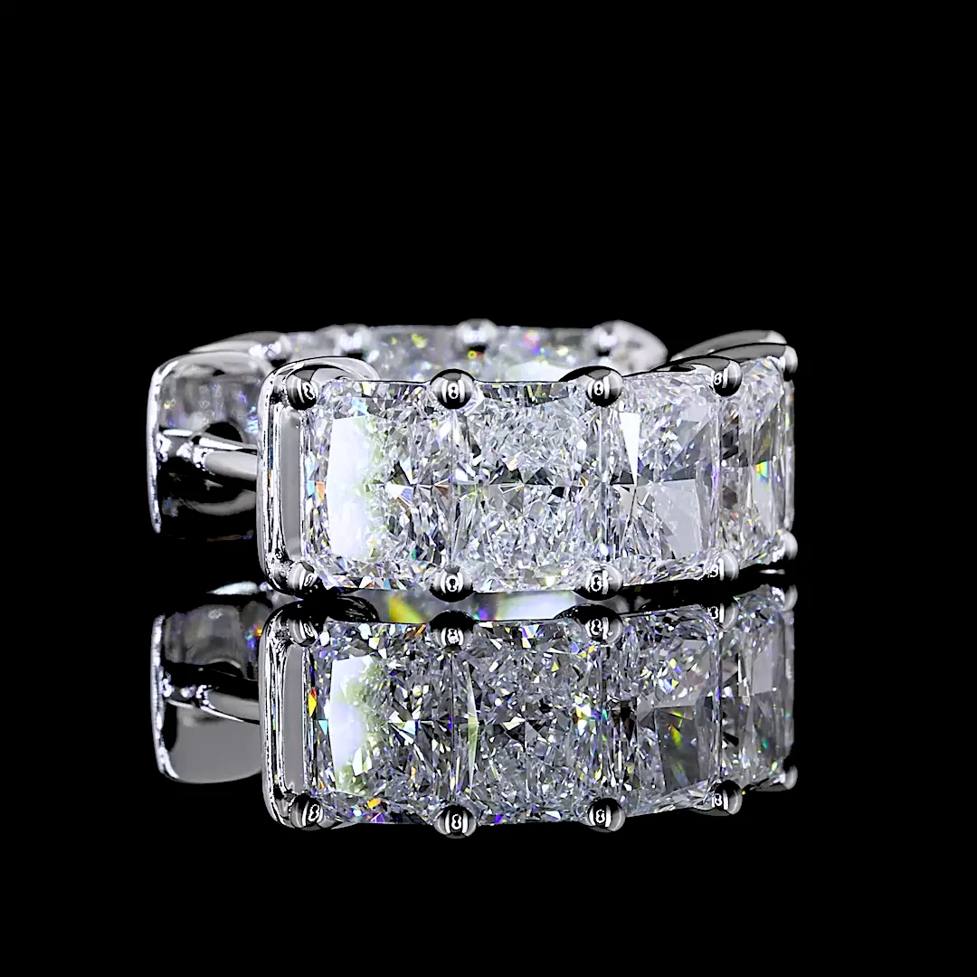 4.88 Cts 14k White Gold Radiant Shape Huggies Earring - Image 4