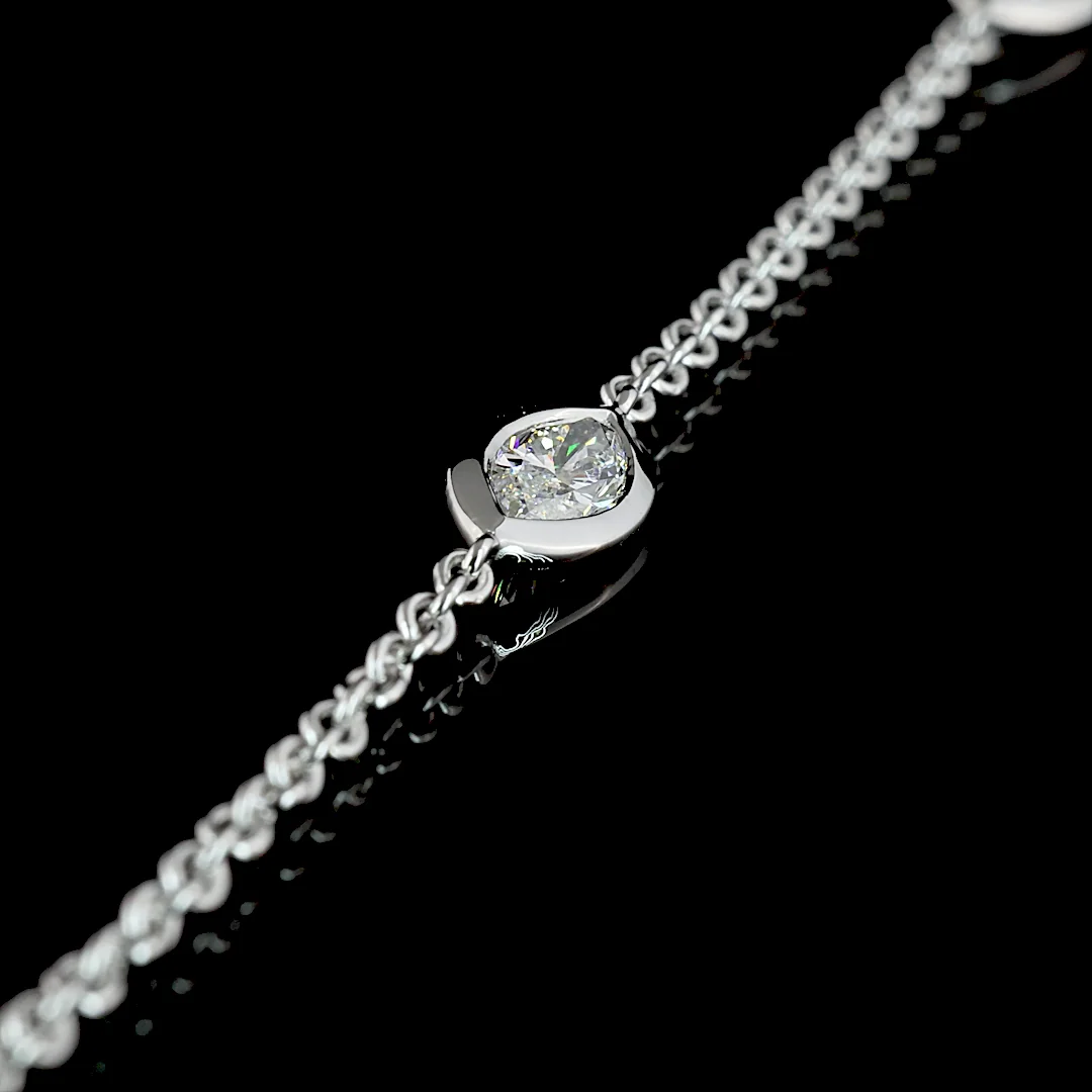 3.14 Cts 14k White Gold Marquise Shape Station Necklace - Image 2
