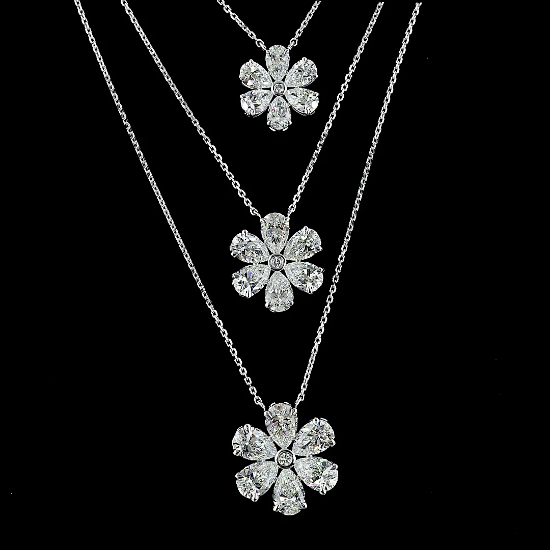 9.33 Cts 14k White Gold Mix Shape Special Necklace - Image 3