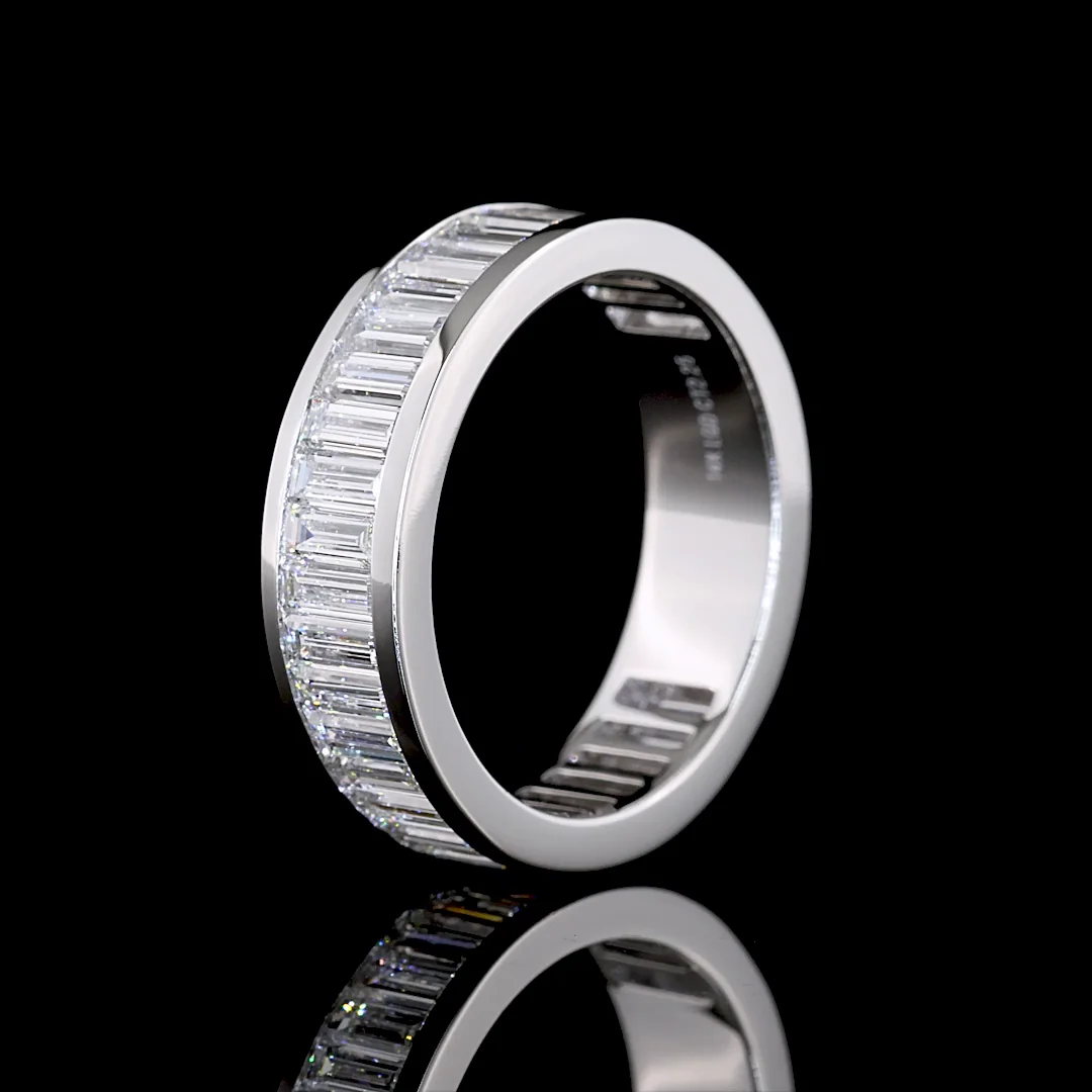 2.25 Cts 14k White Gold Baguette Shape 3/4 Band Eternity Band - Image 4