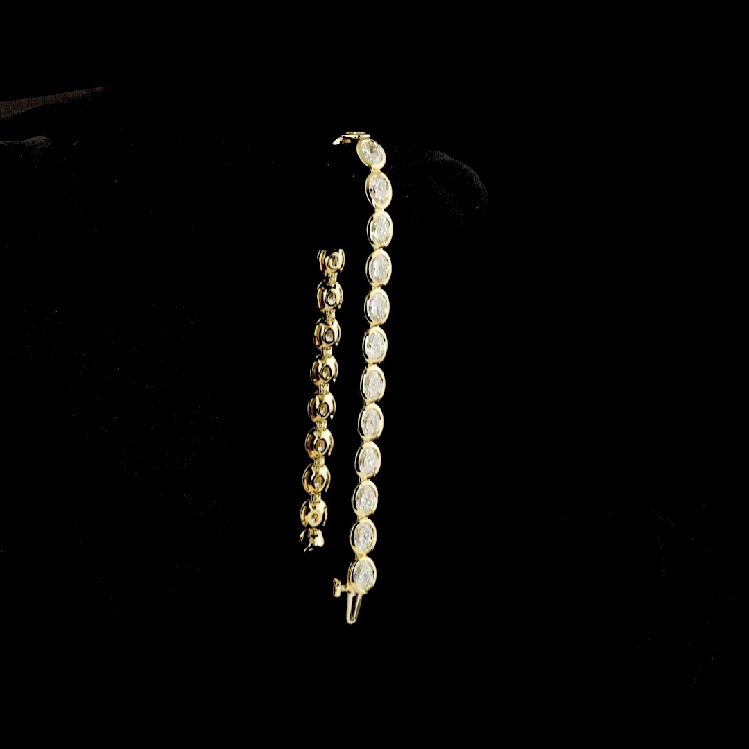 8.5 Cts 14k Yellow Gold Oval Shape Tennis Bracelet - Image 3