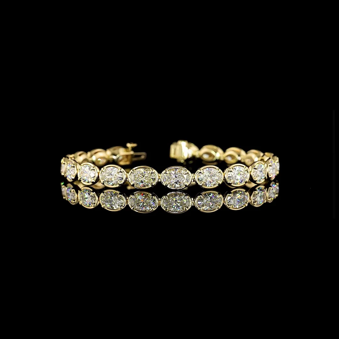 14.27 Cts 14k Yellow Gold Oval Shape Tennis Bracelet - Video