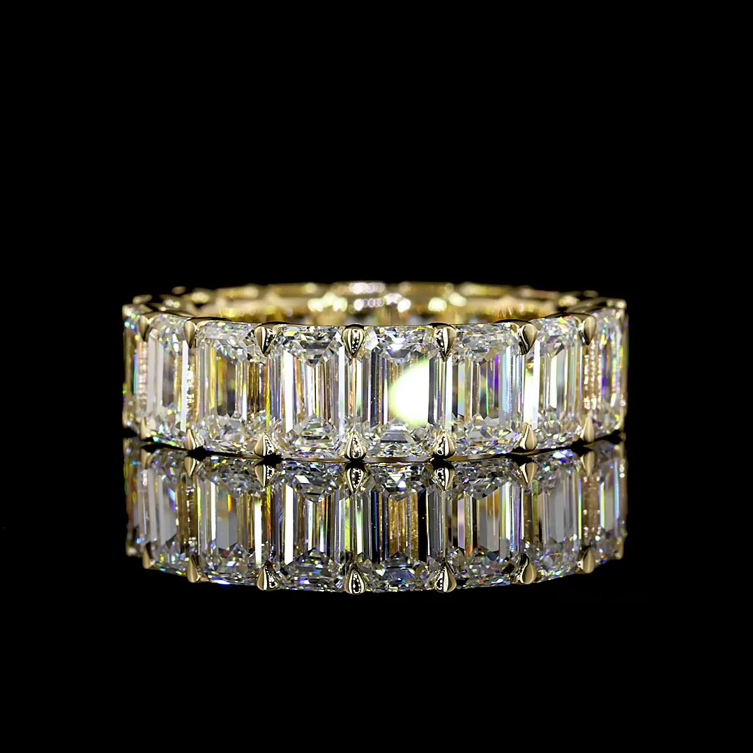 8.98 Cts 14k Yellow Gold Emerald Shape Eternity Band Eternity Band - Video