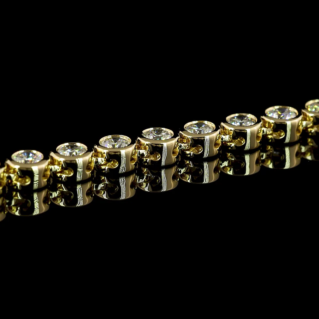 6.19 Cts 14k Yellow Gold Round Shape Tennis Necklace - Image 4