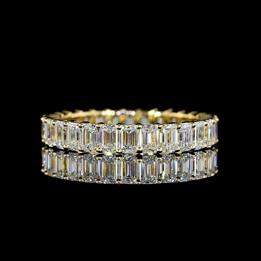 2.64 Cts 14k Yellow Gold Emerald Shape Eternity Band Eternity Band - Video