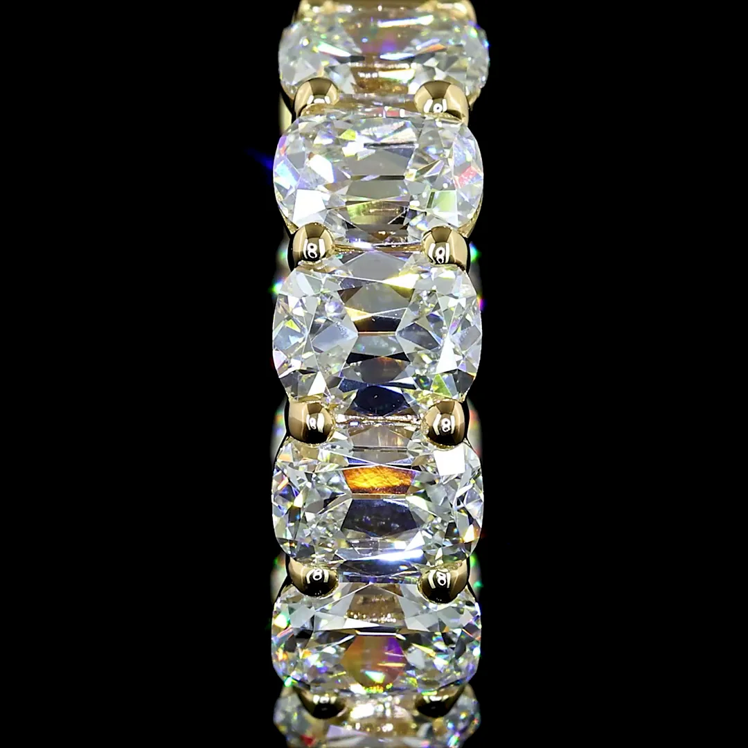 3.93 Cts 14k Yellow Gold Antique Cushion Shape Huggies Earring - Image 2