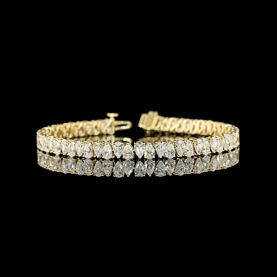9.95 Cts 14k Yellow Gold Pear Shape Tennis Bracelet - Video