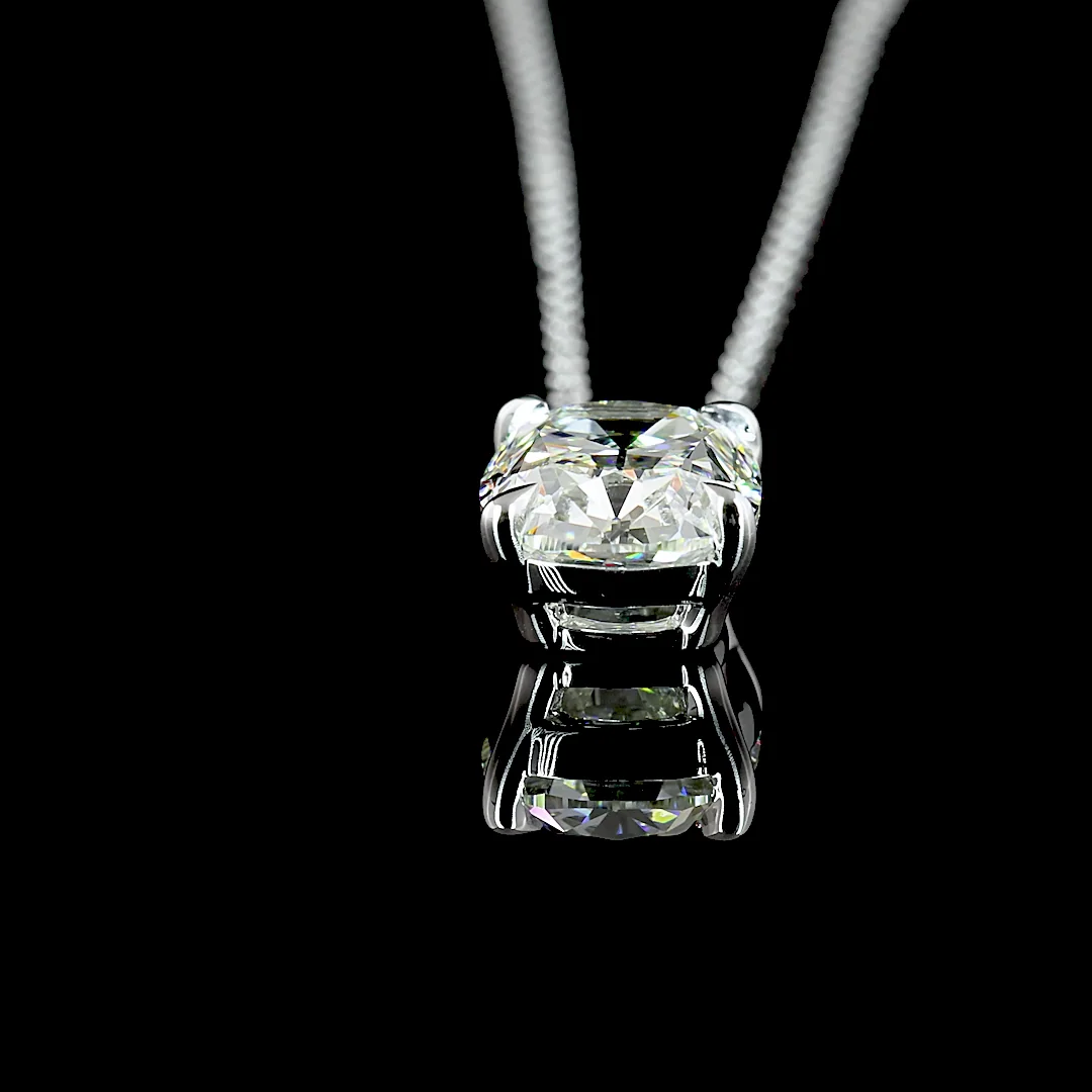 1.9 Cts 14k White Gold Antique Cushion Shape Solitaire Pendant - Image 4