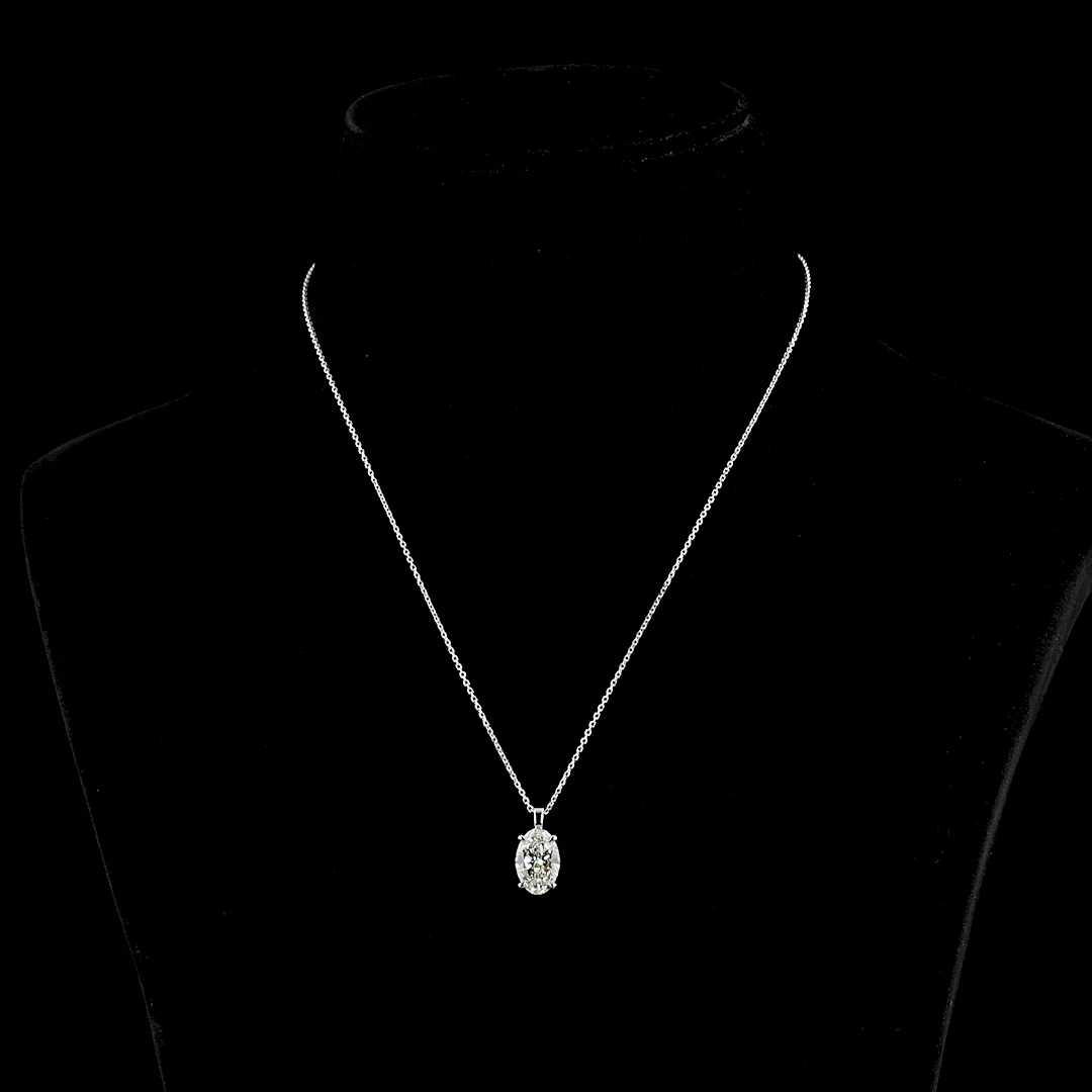 2.9 Cts 14k White Gold Oval Shape Solitaire Pendant - Video