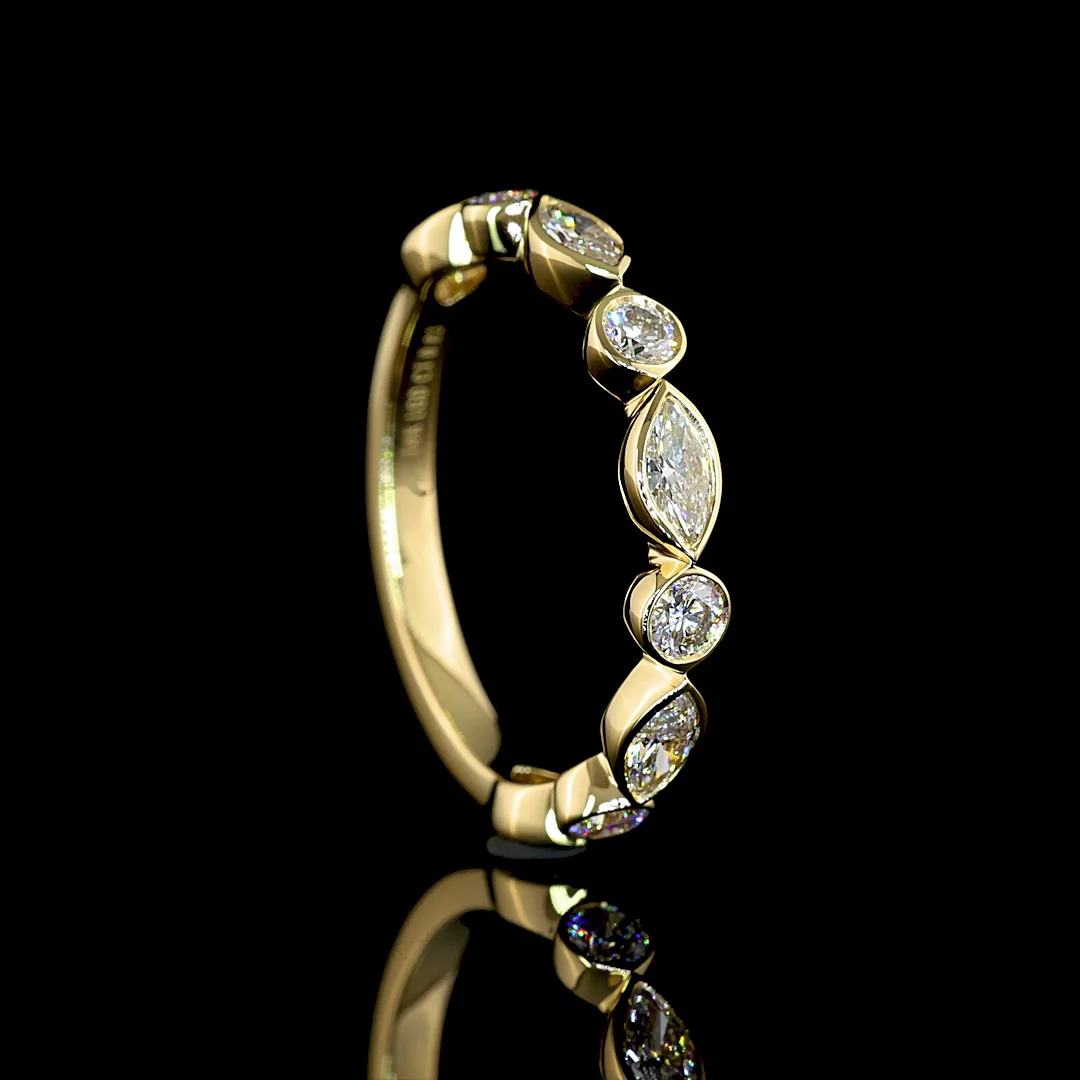 0.83 Cts 14k Yellow Gold Mix Shape 3/4 Band Eternity Band - Image 2