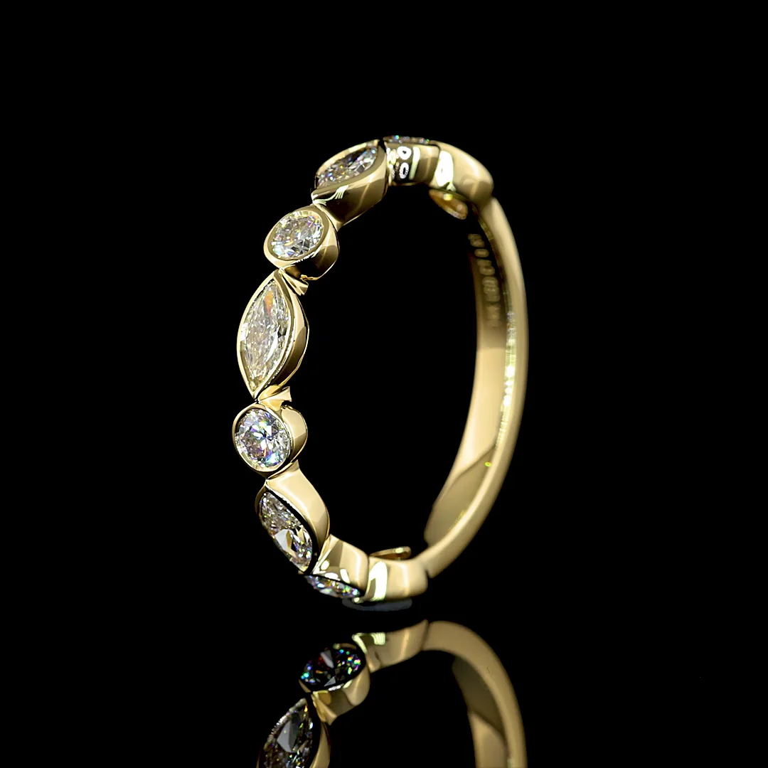 0.83 Cts 14k Yellow Gold Mix Shape 3/4 Band Eternity Band - Image 4