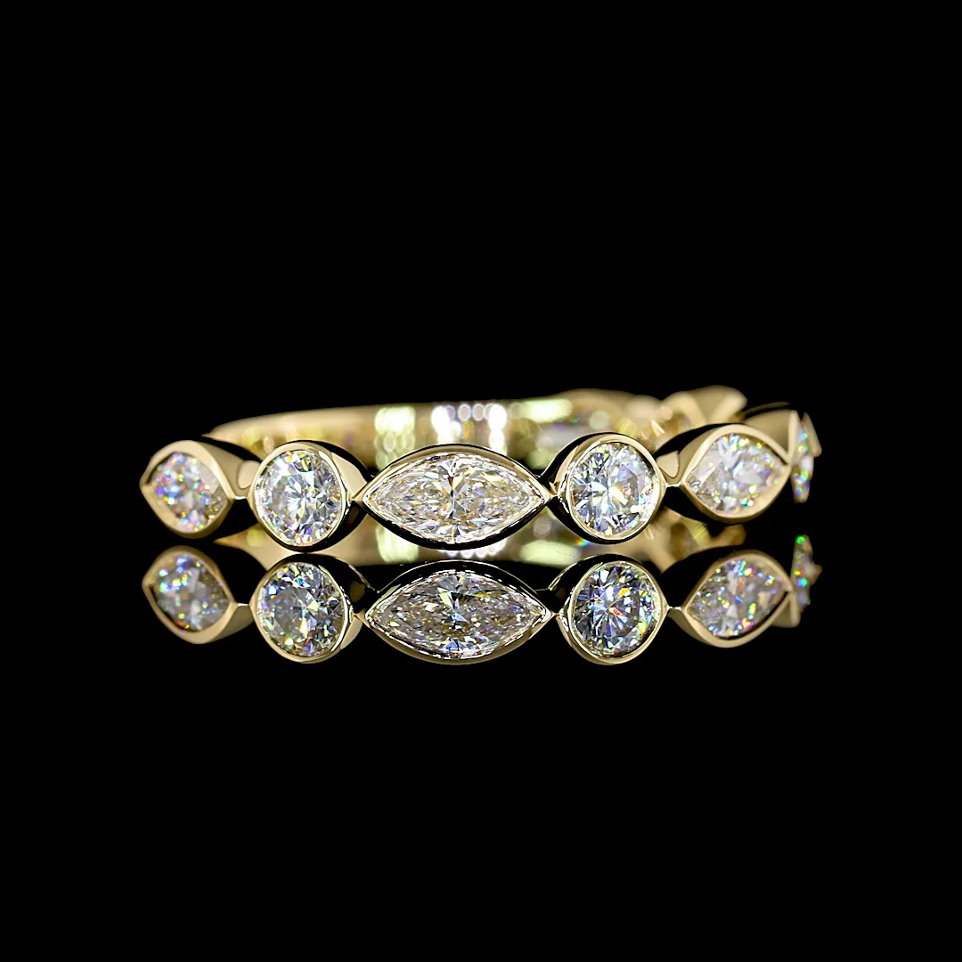 0.83 Cts 14k Yellow Gold Mix Shape 3/4 Band Eternity Band - Video