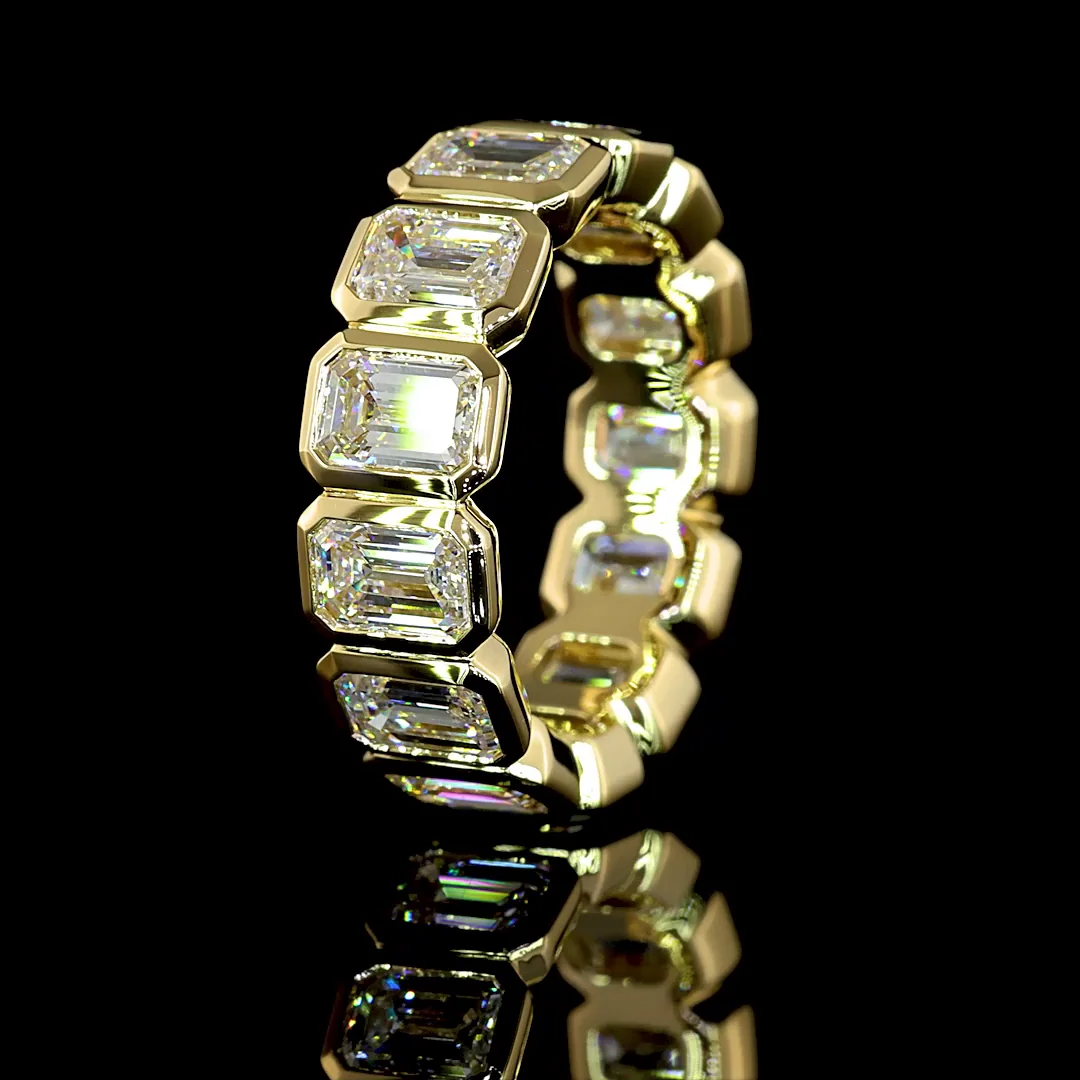 5.42 Cts 14k Yellow Gold Emerald Shape Eternity Band Eternity Band - Image 4