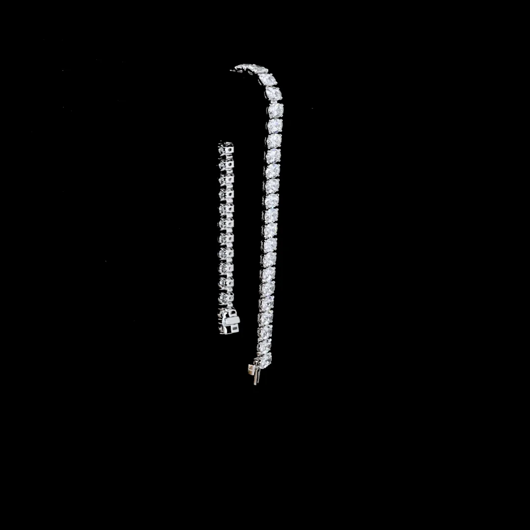 14.62 Cts 14k White Gold Oval Shape Tennis Bracelet - Image 3