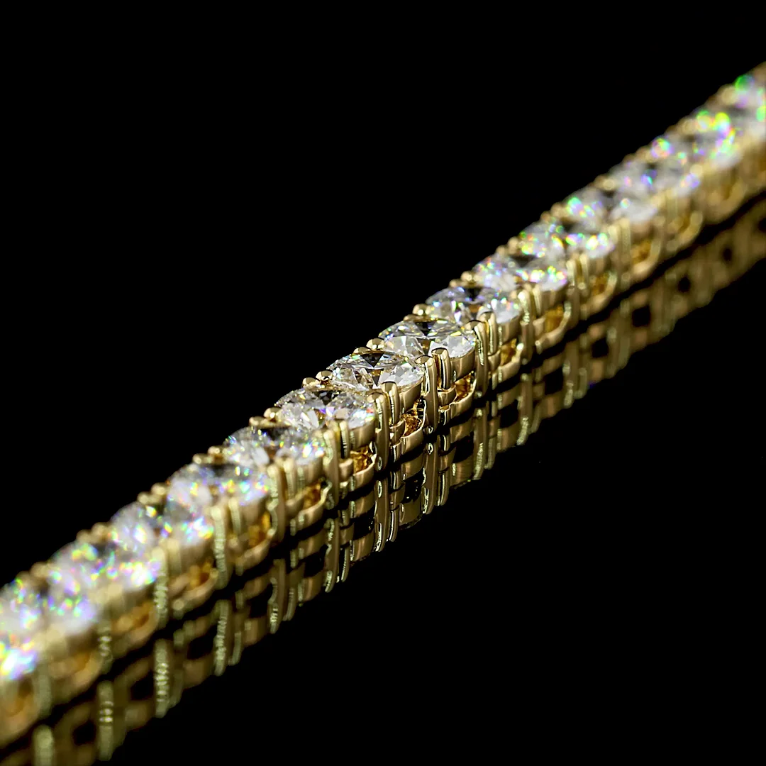 13.9 Cts 14k Yellow Gold Round Shape Tennis Necklace - Image 2